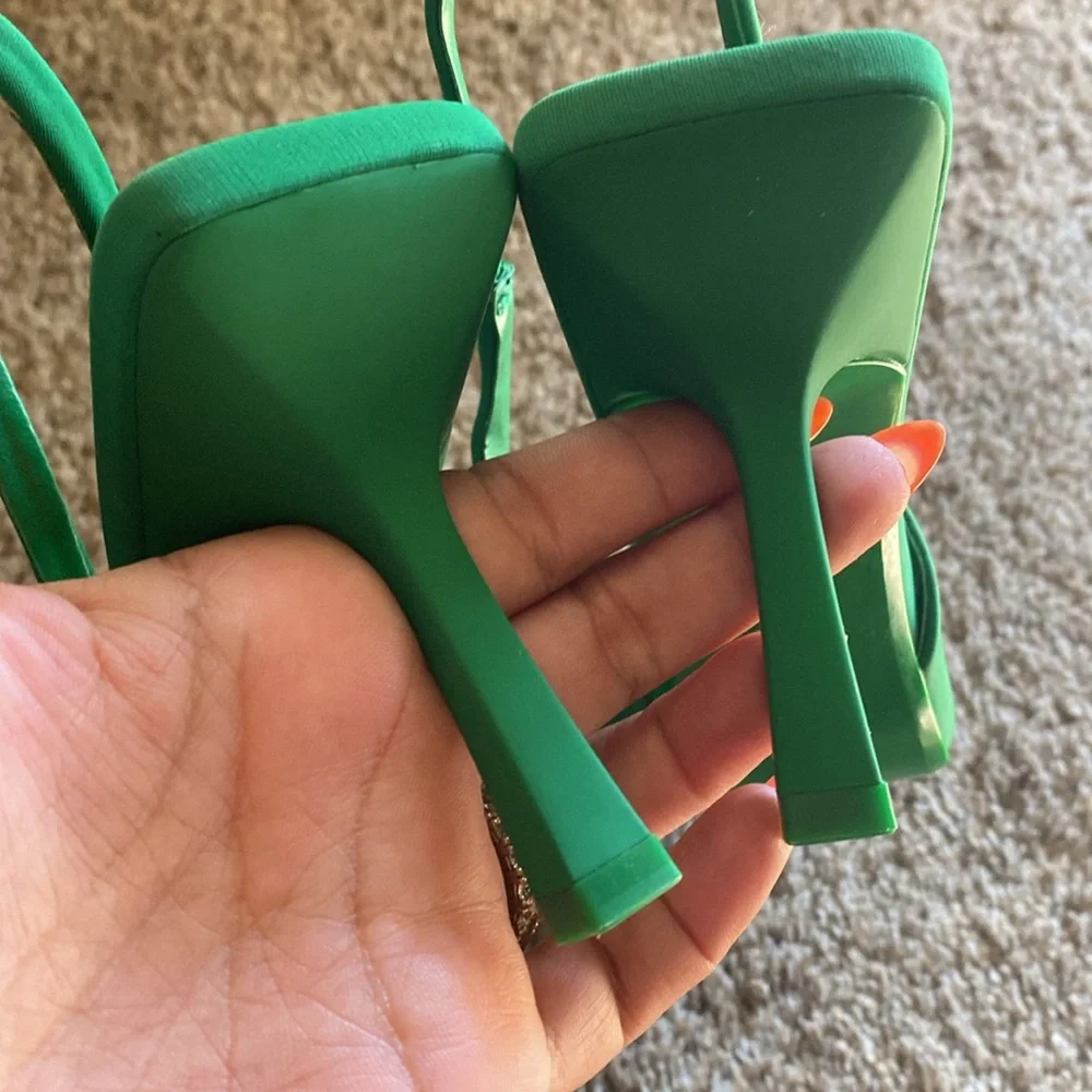 Zara | NWT Vibrant Green Slingback Pointed Heels - Picture 4 of 9